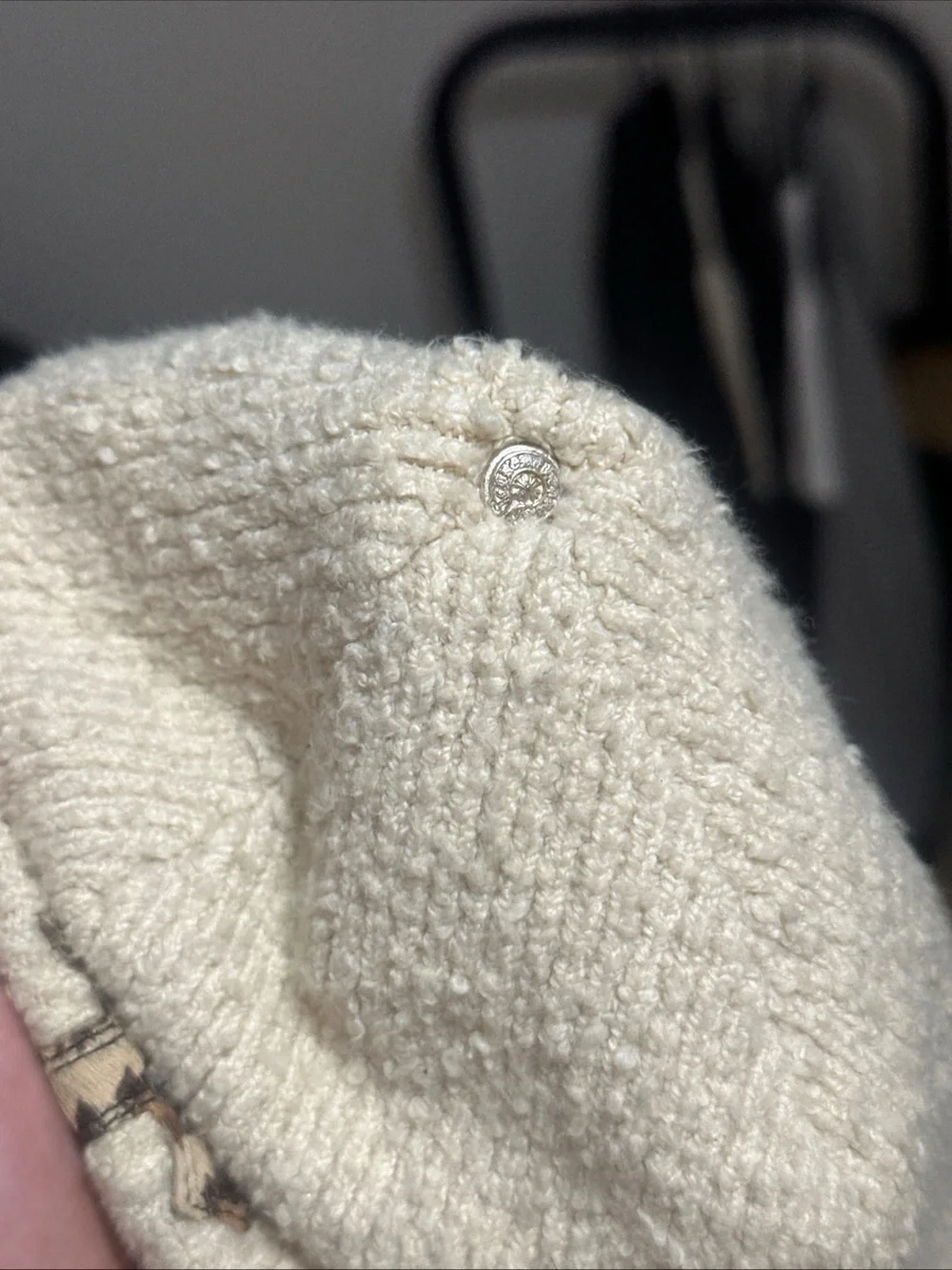 Chrome Hearts cream knit beanie